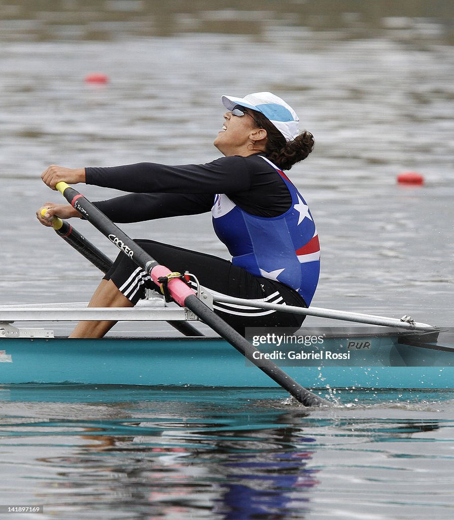 Veronica Febus from Puerto Rico, rows during the Women's Single Scull ...