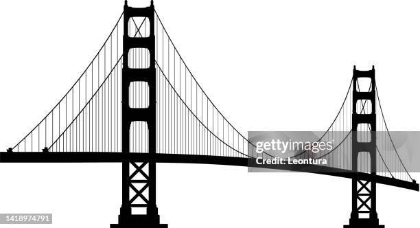 golden gate bridge, san francisco - brücke stock-grafiken, -clipart, -cartoons und -symbole