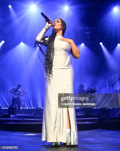 Jorja Smith performs at the Fox Theater on August 28, 2022 in Oakland, California.
