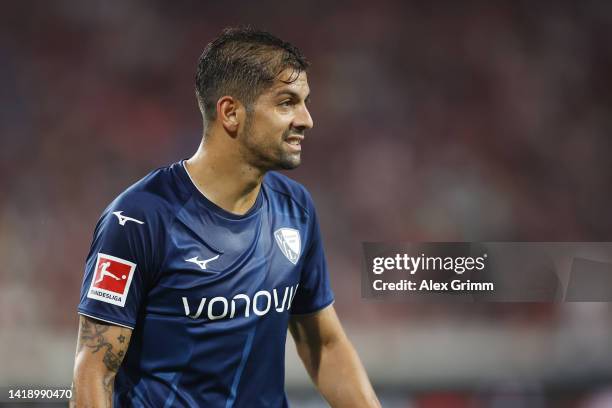 Christian Gamboa of Bochum reacts during the Bundesliga match between Sport-Club Freiburg and VfL Bochum 1848 at Europa-Park Stadion on August 26,...