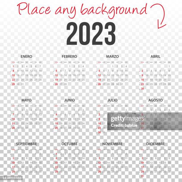 stockillustraties, clipart, cartoons en iconen met spanish calendar 2023 with blank backgorund - spanish language