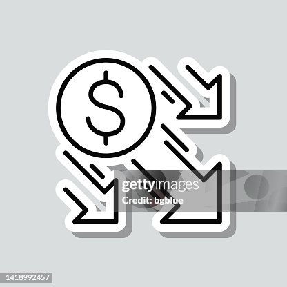 Dollar decrease. Icon sticker on gray background Dollar decrease. Icon sticker on gray background