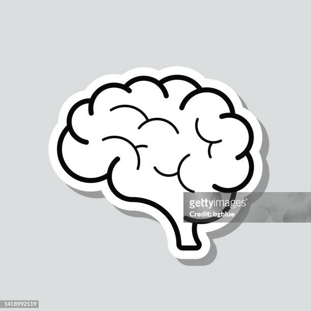 brain. icon sticker on gray background - bci stock illustrations