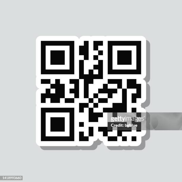 ilustrações de stock, clip art, desenhos animados e ícones de qr code. icon sticker on gray background - papers scanning to digital vector
