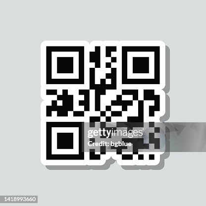 QR code. Icon sticker on gray background QR code. Icon sticker on gray background