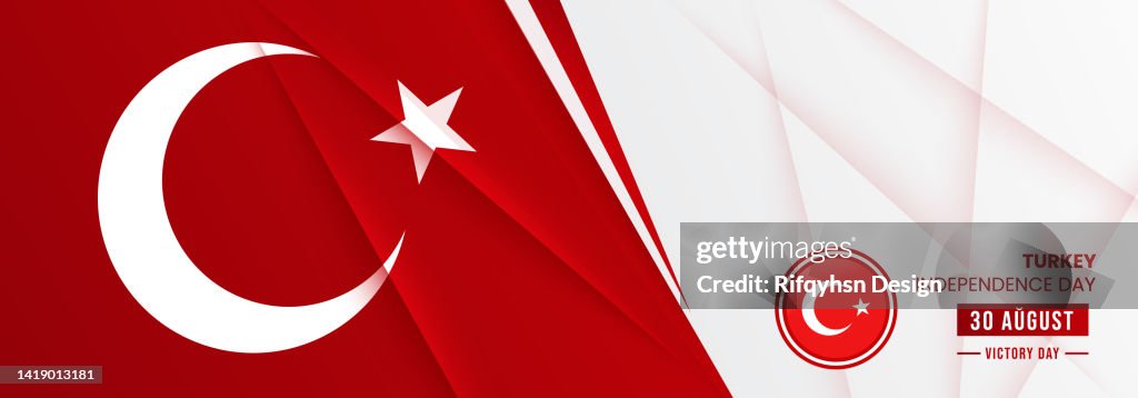 Abstract red and white papercut background with blank space design forTurkey independence day. Modern futuristic background
