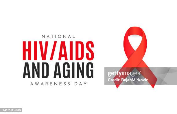 national hiv aids und aging awareness day karte. vektor - hiv stock-grafiken, -clipart, -cartoons und -symbole