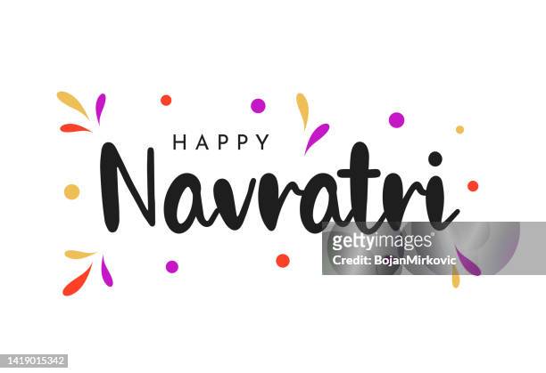 happy navratri colorful poster. vector - navratri festival celebrations stock illustrations
