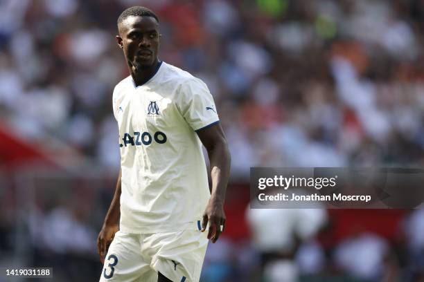 Eric Bailly of Olympique De Marseille looks on during the Ligue 1 match between OGC Nice and Olympique Marseille at Allianz Riviera on August 28,...