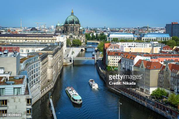 skyline of berlin with spree river, germany - market square stock pictures, royalty-free photos & images