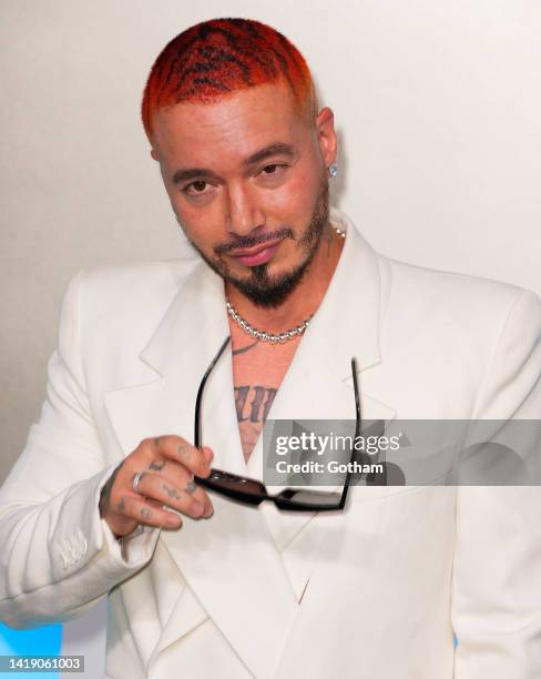 Balvin arrives at 2022 MTV VMAs at Prudential Center on August 28, 2022 in Newark, New Jersey.