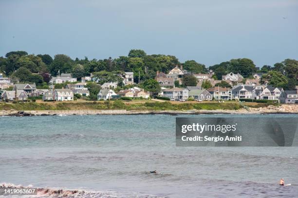 seafront houses on easton's beach - rhode island homes stock pictures, royalty-free photos & images