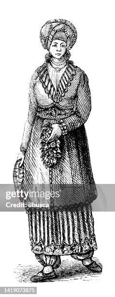antique illustration, ethnography and indigenous cultures: central asia and eastern europe, kurdish woman - kurdish culture stock illustrations