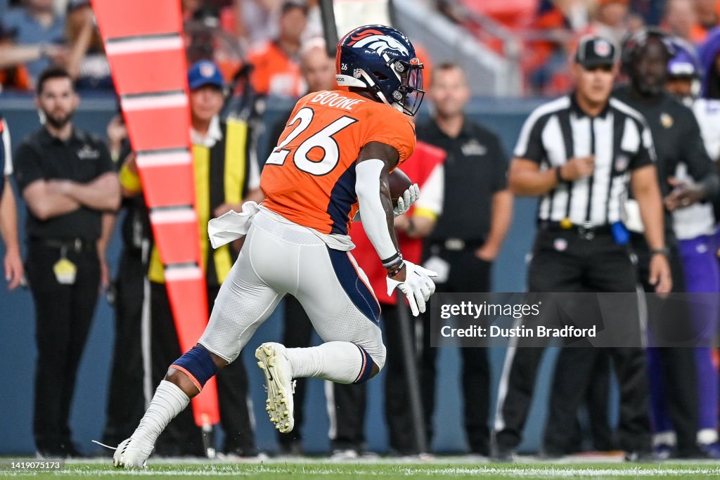 Running back Mike Boone of the Denver Broncos carries the ball News  Photo - Getty Images