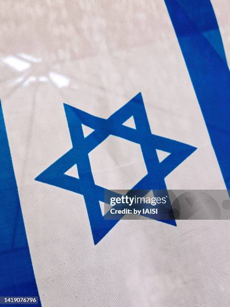 the israeli flag in the garden of mathilde zal - judenstern stock-fotos und bilder