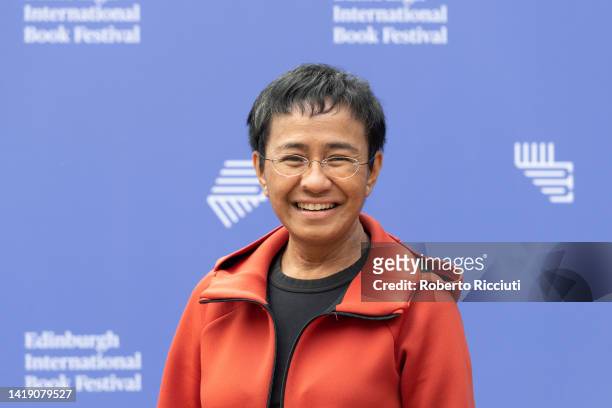 Filipino-American journalist, author and recipient of the Nobel Peace Prize, Maria Ressa attends a photocall during the Edinburgh International Book...