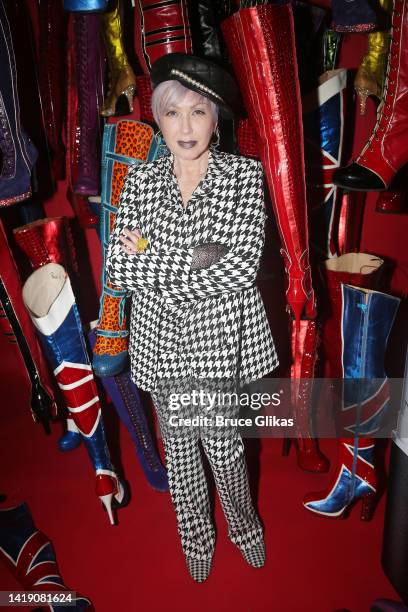 Cyndi Lauper poses at the opening night after party for "Kinky Boots" at Redeye Grill on August 25, 2022 in New York City.