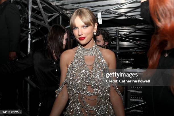 Taylor Swift is seen backstage at the 2022 MTV VMAs at Prudential Center on August 28, 2022 in Newark, New Jersey.