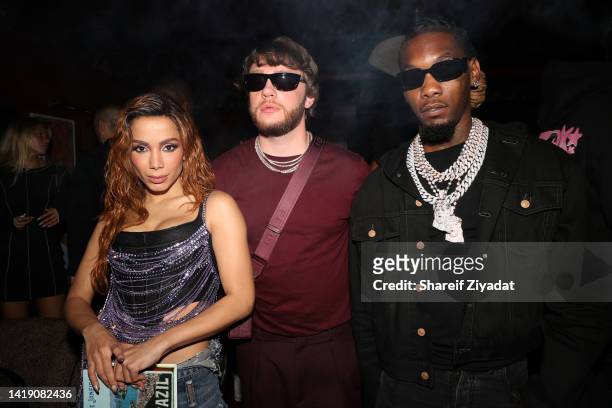 Murda Beatz, Offset and Anitta attend Offset X Code Single Release Party on August 28, 2022 in New York City.