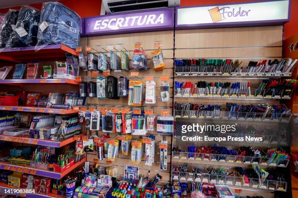 Pens in the bookstore-paper store 'Folder', a week before the start of the school year in some autonomous communities, on 29 August, 2022 in Pozuelo...
