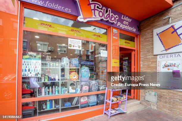 Entrance to the bookstore 'Folder', a week before the start of the school year in some autonomous communities, on 29 August, 2022 in Pozuelo de...