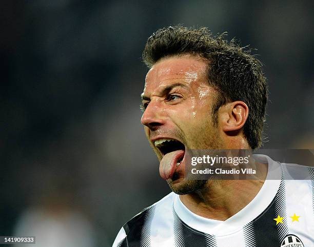 Alessandro Del Piero of Juventus FC celebrates scoring the second goal during the Serie A match between Juventus FC and FC Internazionale Milano at...