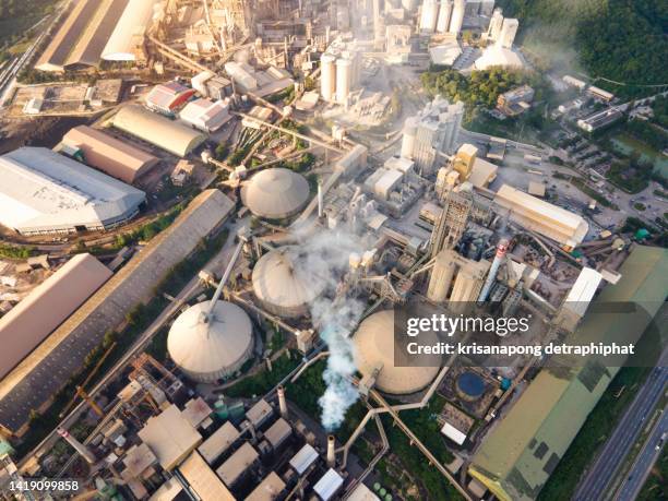 cement plant factory manufacturing, cement factory machinery. - asphalt roller stock pictures, royalty-free photos & images