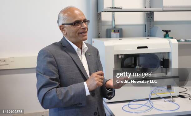 Devinder Mahajan, professor of chemical engineering at Stony Brook University, in his lab at the schools' Energy Research and Technology Center in...