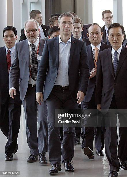 Kingdom of the Norway Prime Minister Jens Stoltenberg arrives to participate in 2012 Seoul Nuclear Security Summit at the Incheon internation airport...