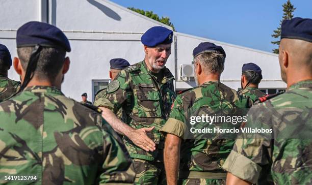 The Chief of Staff of the Navy Admiral Henrique Gouveia e Melo salutes Marines returning from Lithuania during the welcome ceremony in Figo Maduro...