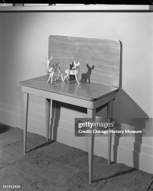 Furniture Settings at Marshall Field & Company, Folding table, Chicago, Illinois, December 29, 1948.