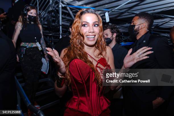 Anitta is seen backstage at the 2022 MTV VMAs at Prudential Center on August 28, 2022 in Newark, New Jersey.