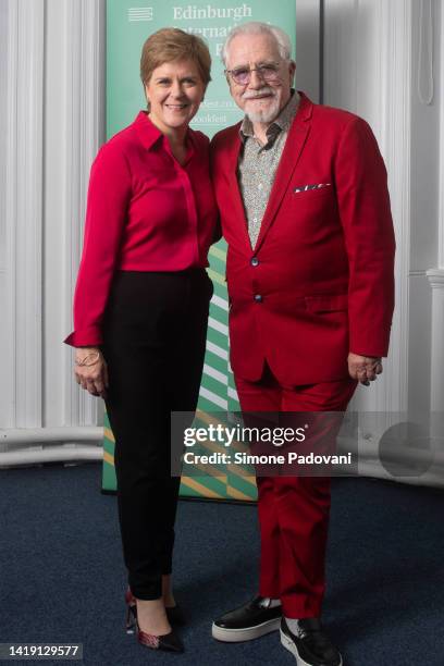 First Minister of Scotland Nicola Sturgeon and Scottish actor Brian Cox attend the Edinburgh International Book Festival at Edinburgh College of Art...