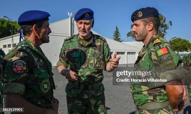 The Chief of Staff of the Navy Admiral Henrique Gouveia e Melo chats with Lieutenant-Commander João Gomes Goulart , head of the Marines force...