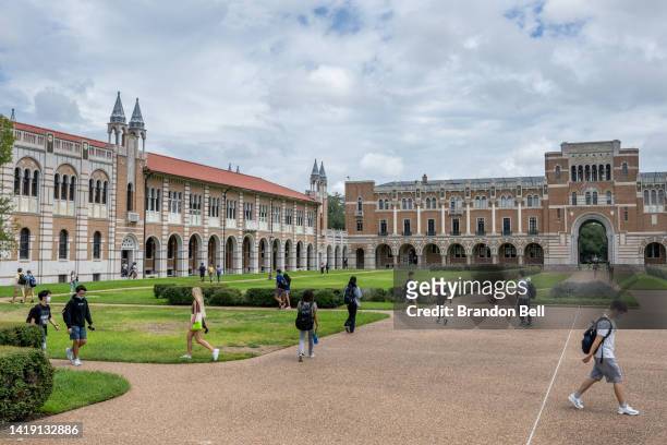 Students walk to class at Rice University on August 29, 2022 in Houston, Texas. U.S. President Joe Biden has announced a three-part plan that will...