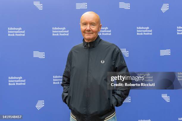 Irvine Welsh attends a photocall during the Edinburgh International Book Festival at Edinburgh College of Art on August 29, 2022 in Edinburgh,...