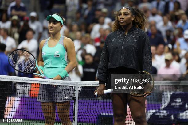 Serena Williams of the United States and Danka Kovinic of Montenegro pose for a picture prior to their Women's Singles First Round match on Day One...