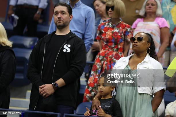 Alexis Ohanian and Alexis Olympia Ohanian Jr., husband and daughter of Serena Williams of the United States, are seen with Isha Price prior to...