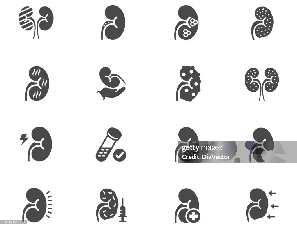 Kidney disease icon set