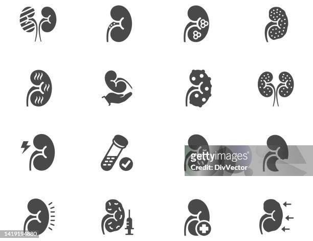 kidney disease icon set - kidney donation stock illustrations