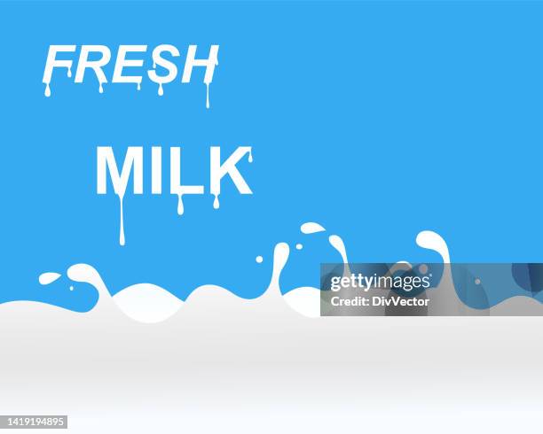 ilustrações de stock, clip art, desenhos animados e ícones de milk with splashes vector background - leite