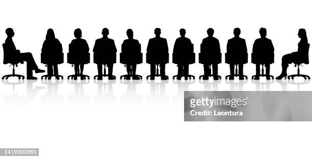 business meeting - silhouette sitting stock illustrations