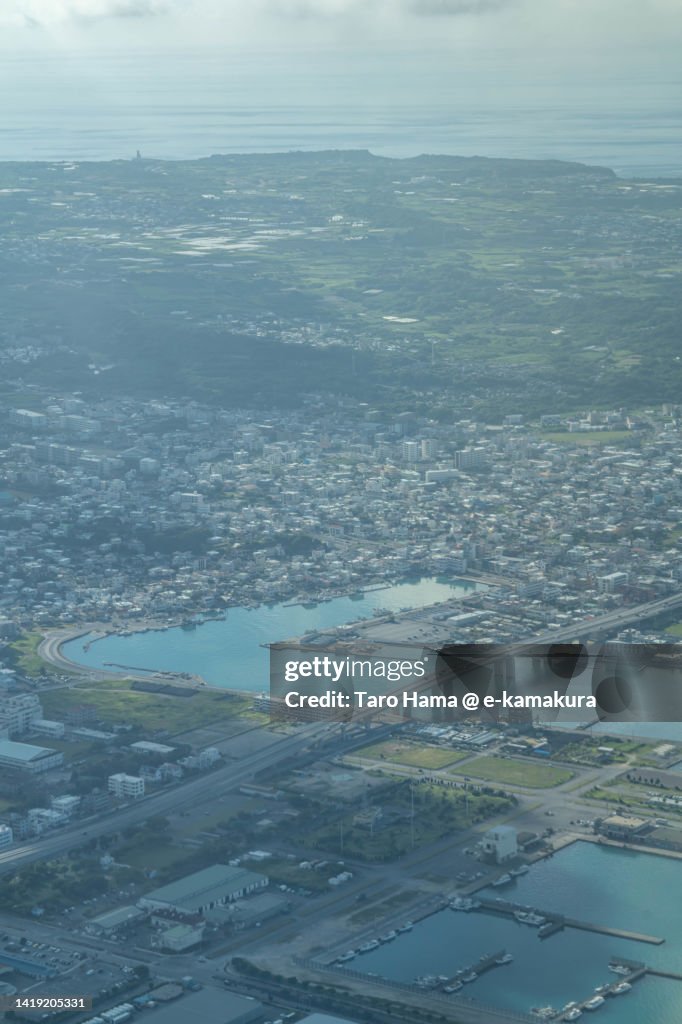 Itoman Itoman City In Okinawa Of Japan Aerial View From Airplane Photo - Getty ...