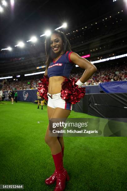 Houston Texans cheerleader on the sideline during the game against the San Francisco 49ers at NRG Stadium on August 25, 2022 in Minneapolis, Texas....