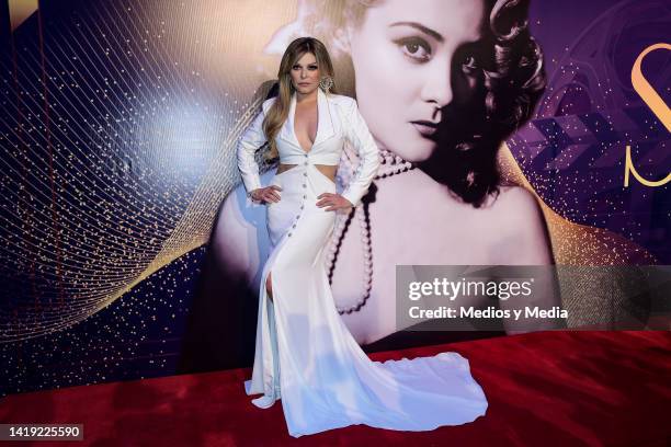 Itati Cantoral poses for a photo during a Tribute to Actress Silvia Pinal at Palacio de Bellas Artes on August 29, 2022 in Mexico City, Mexico.