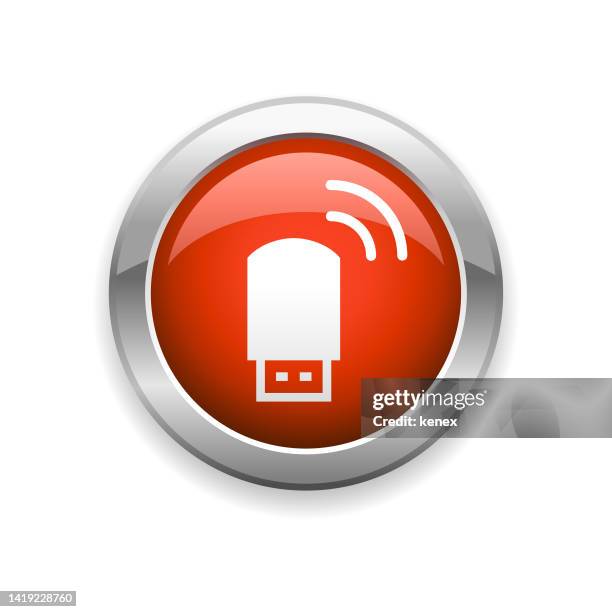wireless and usb flash drive glossy icon - random access memory stock illustrations