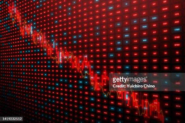 recession stock market financial chart - desmoronar fotografías e imágenes de stock