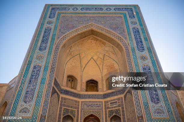 mir-i-arab madrasa, bukhara, uzbekistan, central asia - arabic script stock pictures, royalty-free photos & images