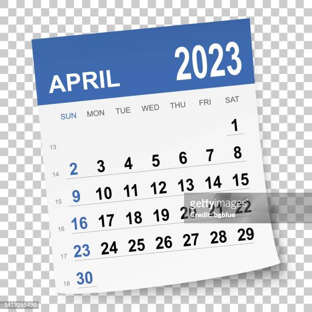 ilustrações de stock, clip art, desenhos animados e ícones de april 2023 calendar - april