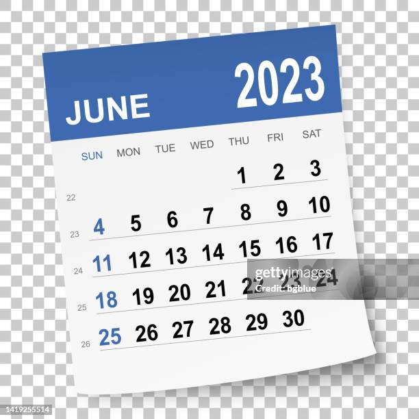 juni 2023 kalender - juni stock-grafiken, -clipart, -cartoons und -symbole